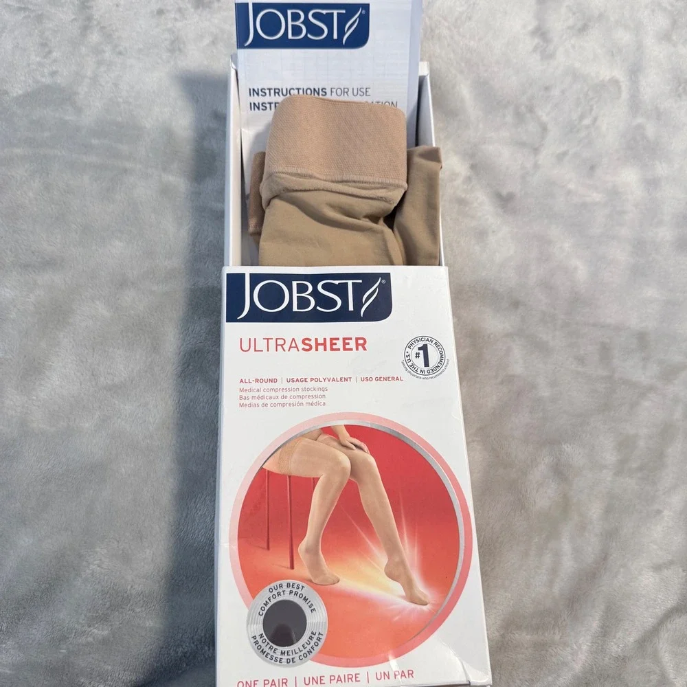 JOBST UltraSheer Thigh High Compression Stockings 15-20 mmHg XL Natural New